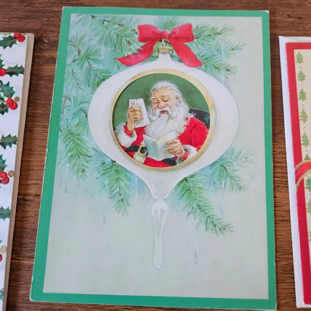 Vtg 70s 80s Christmas Greeting Cards Lot 7 Assorted Religious Santa Birds Unused